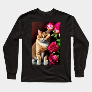 British Shorthair Cat Valentine Theme Long Sleeve T-Shirt